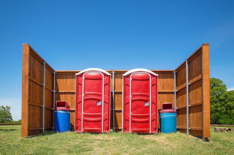Short-term porta potty units staged for delivery in Denver, Colorado